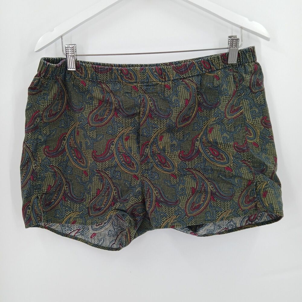 mens London Jeans Vintage Green Geometric Chevron Printed Shorts Size small